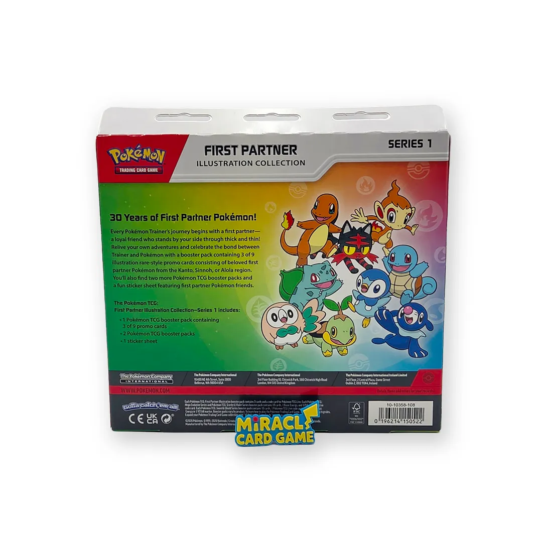 ด้านหลังกล่อง Pokémon TCG First Partner Illustration Collection Box Series 1