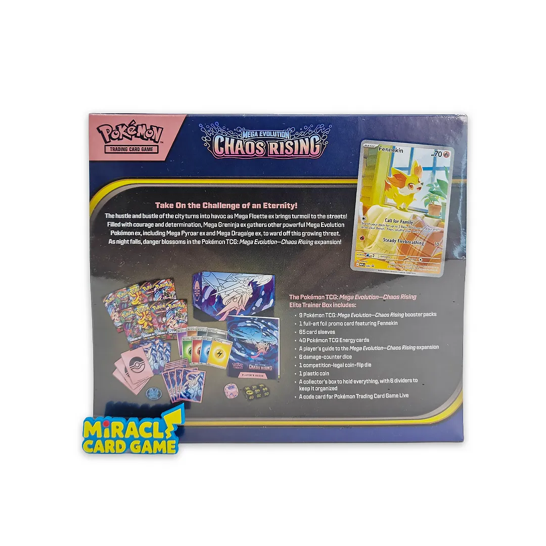 ด้านหลังกล่อง Pokémon TCG ME04 Chaos Rising ETB